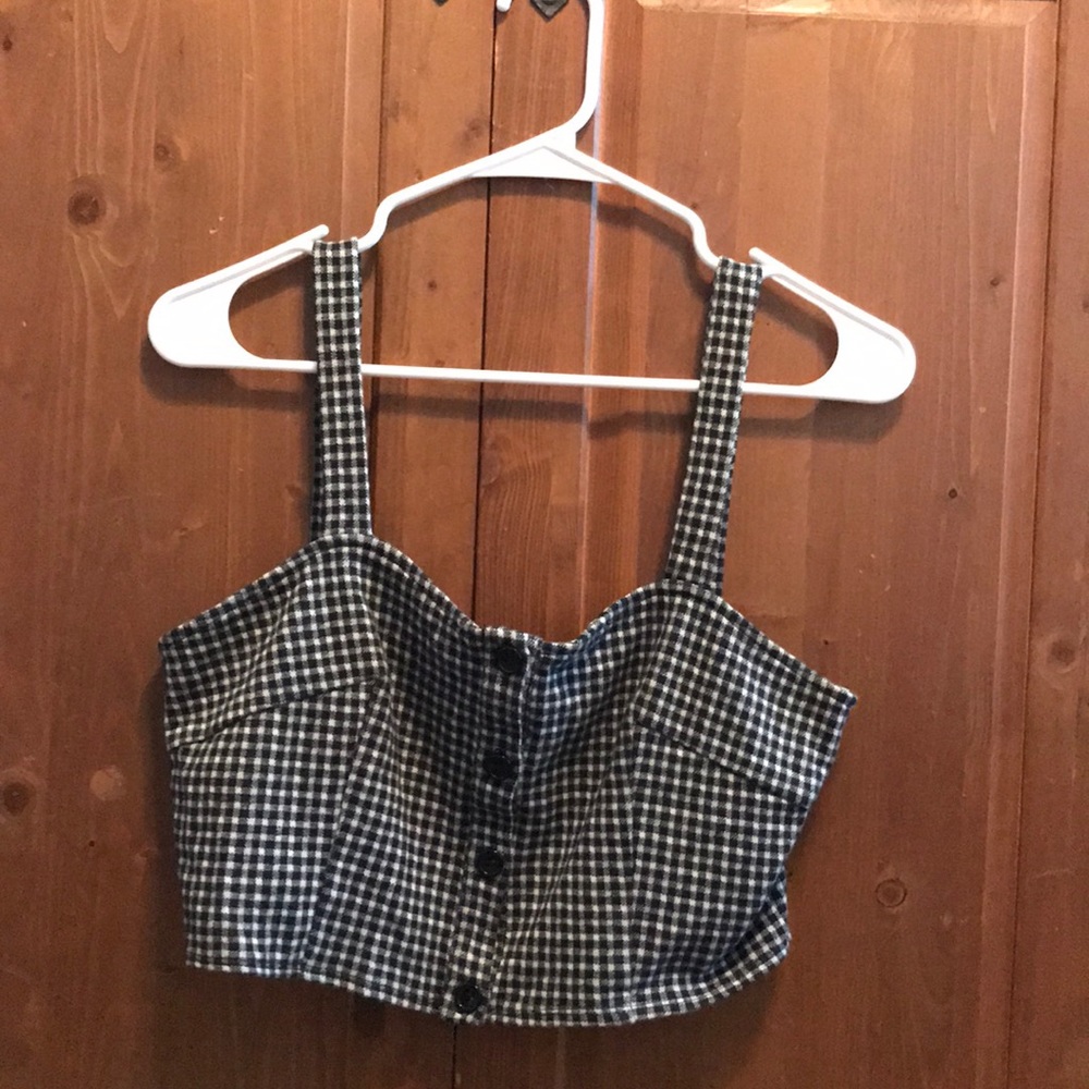 black and white checkered halter top
